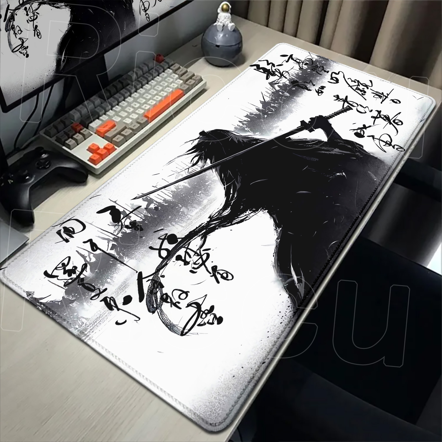 Gaming Accessories Drawing - Samurai Warrior-alfombrilla de ratón con dibujo